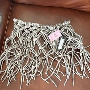 PrettyLittleThing Cream Macrame Swim Coverup